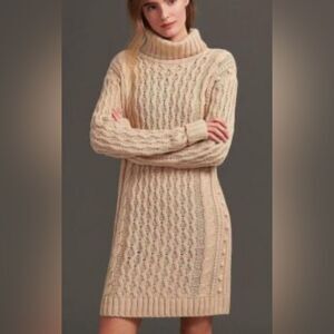 525 Chase Cable-Knit Tunic Sweater Turtleneck Dress - Anthropologie NWOT